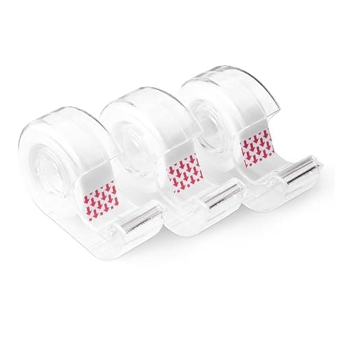 Amazon Basics Matte Finish Invisible Tape with Dispenser, 3/4" x 300" (8.33 Yards), Transparent, 3-Pack - Image 1