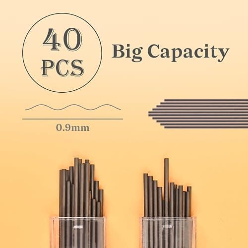 Temiary Cute Mechanical Pencil Set with Case, 6 Pcs Medium Point 0.9 mm Pencils with 2 Tubes HB Lead Refills, 4 Pcs Erasers for School Supplies Student Writing, Drafting Sketching (Morandi) thumbnail 6