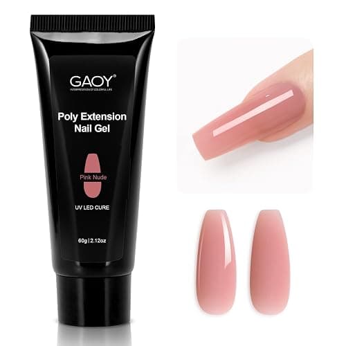 GAOY Poly Gel, 60g Nail Extension Gel, Pink Nude Builder Enhancement for Beginner & Professional Nail Art Salon DIY at Home - Image 1
