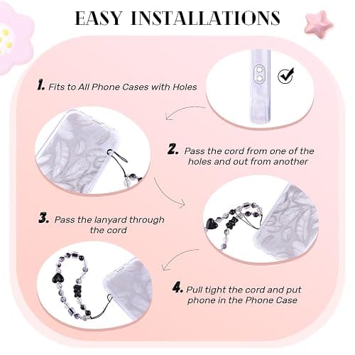 4 PCS Cute Phone Charms Aesthetic Y2K Cellphone Wrist Strap Bedazzling Flower Bow Butterfly Accessories ABS Imitation Pearl Beaded Anti-Theft Chain String for Bag Keychain Airpods Camera Decor thumbnail 5