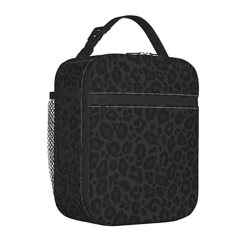 DORKEIXIA Black Leopard Cheetah Print Animal Skin Print Insulated Lunch Bag Portable Reusable Zipper Lunch Box For Men Women Work Picnic Travel Camping thumbnail 5