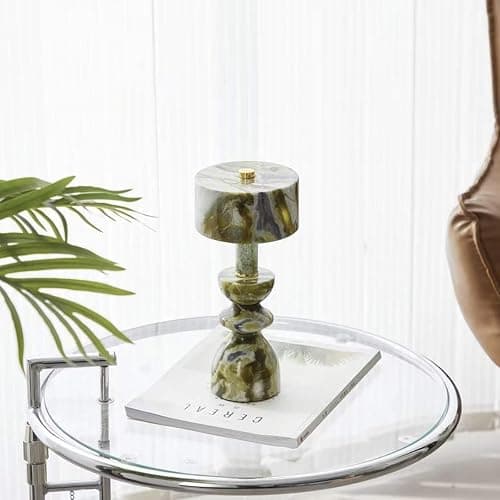 MIXL-Green Jade Marble Touch Lamp,Art Deco Table Light,Nordic Style Desk Lamp for Bedside Office and Living Room thumbnail 3
