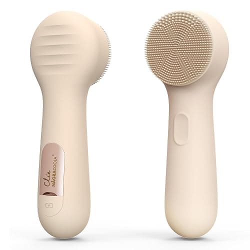 Silicone Face Scrubber, NågraCoola CLIE 2.0 Facial Cleansing Brush, Rechargeable, Waterproof Face Scrub Brush for Cleansing, Exfoliating, Massaging, Electric Facial Exfoliator for Women and Men - Oat - Image 1