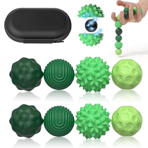 Magnetic Sensory Fidget Balls (8PCS), Weighted Magnet Balls Fidget Toys for Teens Adult ADHD Autism Anxiety, Quiet Stress Relief Office Desk Gadgets, Hand Therapy Sensory Toy Items Gift (Green) - Image 1