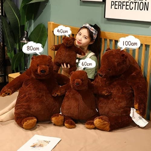 SNOWOLF Djungelskog Bear Giant Simulation Bear Toy Stuffed Animal Plush Doll Huge Cuddly Brown Teddy Bear for Home Decoration Valentine's Birthday Gift, 23.6 in/60 cm thumbnail 5