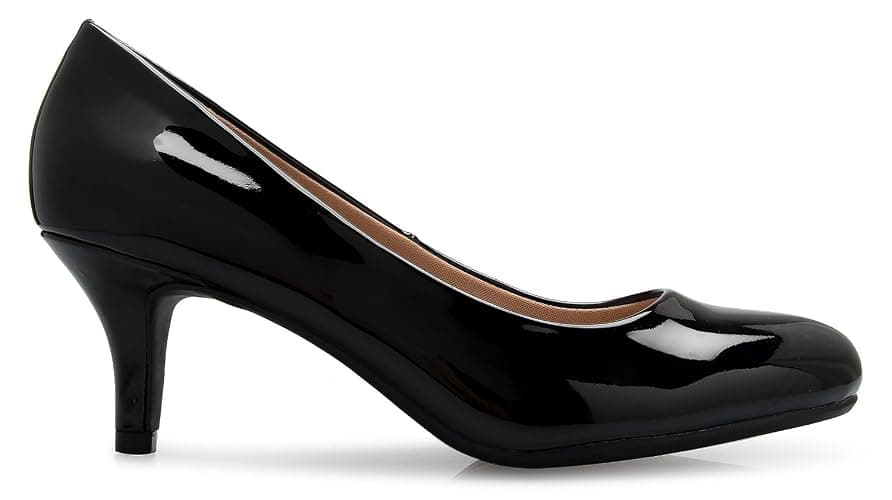 Olivia K Women's Comfort Classic Round Toe Kitten Low Mid Heel Dress Pumps thumbnail 2