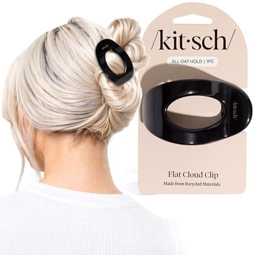 Kitsch Medium Flat Claw Clip for Women - Black, 1pc | Durable & Strong Hold Flat Hair Clips For Styling, Half Updo | Non-Slip for Secure, Comfortable Wear, For All Hair Types - Image 1