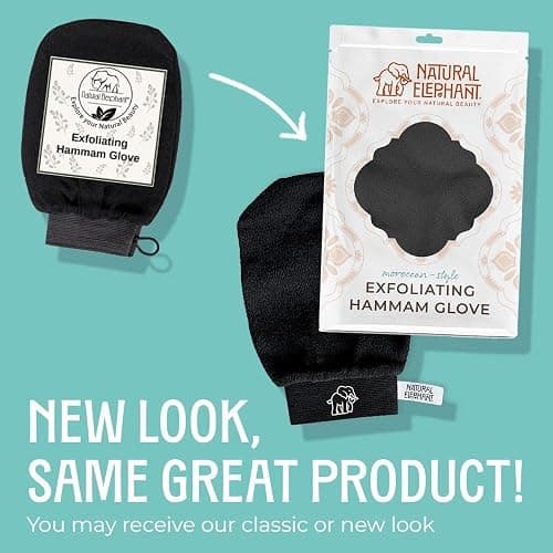 Natural Elephant Exfoliating Hammam Glove | Authentic Moroccan Kessa Body Scrub Mitt for Spa-Quality Skin Renewal | Pure Black Single thumbnail 7