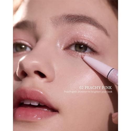 Flower Knows Shell's Jewel 2-in-1 Under Eye Highlighter Stick,Smudge-Proof Creamy Shimmer EyeShadow Stick,Dual-Color Highlighter,Convenient Multi-Use Makeup Pencil,(02 Peachy Pink) thumbnail 3