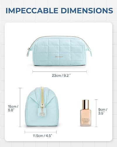 BAGSMART Makeup Bag Travel Toiletry Bag, Puffy Padded Make Up Bags for Women Makeup Organizer Case, Wide-open Pouch Purse Travel Essentials Toiletries Accessories Brushes, Light Blue thumbnail 5