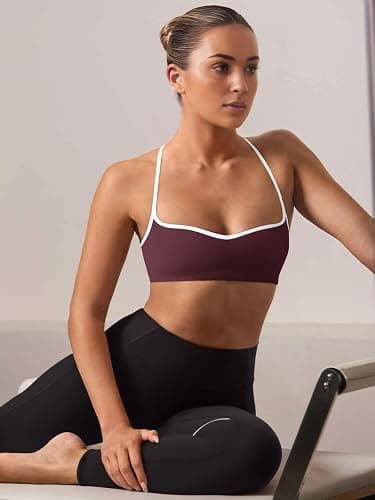 LASLULU Womens Adjustable Spaghetti Straps Sports Bra Sweetheart Neck Wireless Padded Workout Yoga Crop Tops thumbnail 5