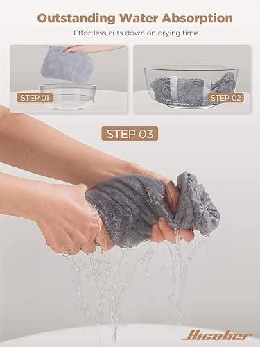 Hicober Microfiber Hair Towel Wrap, Fast Drying Hair Towels for Women, Soft Lightweight Quick Dry Turban for Curly & Long Hair–3 Pack(Blue/Grey/Pink) thumbnail 7