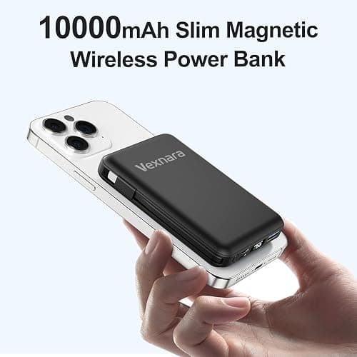 Vexnara for Magsafe Power Bank, 10000mAh Magnetic Power Bank with USB-C Cable and PD 20W USB C Fast Charging LED Display, Wireless Portable Charger for iPhone 17/16/15/14/13/12/Pro/Pro Max thumbnail 4