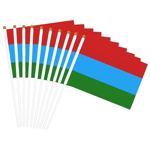 Karelia Flag Small Hand Held Flags, Mini Flags On Stick For Party Team Activities Parades Holiday Decoration 10 Pack thumbnail 4