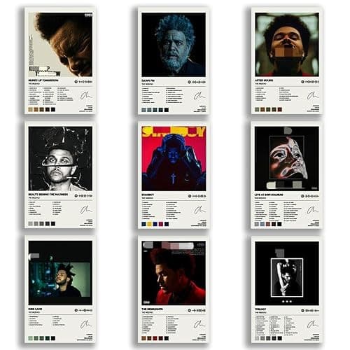 Album Cover Limited Edition Posters (Set of 9) Unframed 8 inch x 12 inch (20 x 30 cm) Room Aesthetic Scannable Song Code Music Posters - Image 1