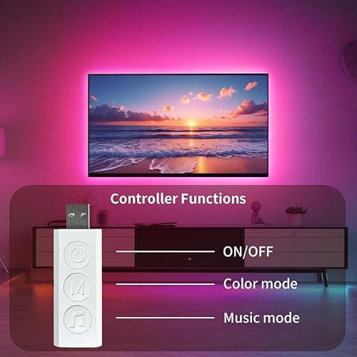 KSIPZE LED Lights for TV, 16.5ft TV led Backlight for 45-75 Inch TVs RGB TV Backlight Behind Music Sync Smart APP & Button Control TV LED Strip Lights USB Powered for Bedroom/Gaming | RGB TV Backlight Behind Music Sync Smart APP & Button Control TV LED Strip Lights USB Powered for Bedroom/Gaming thumbnail 2