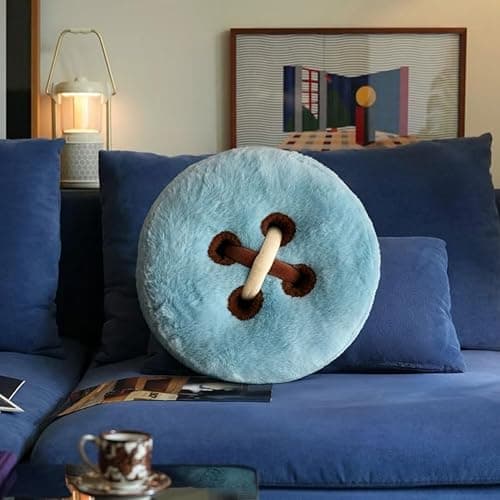 GKWW Retro Button Throw Pillow Round Decorative Plush Cushion 15.7In Ultra-Soft Stuffed Pillows for Sofa Couch Vanity Chair Bed - Image 1