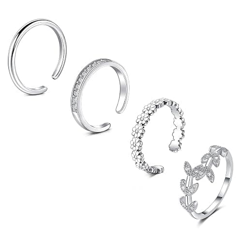 JFORYOU Toe Rings for Women Adjustable Open Toe Rings with Anklet Set CZ Flower Toes Ring for Summer Beach Foot Jewelry thumbnail 2