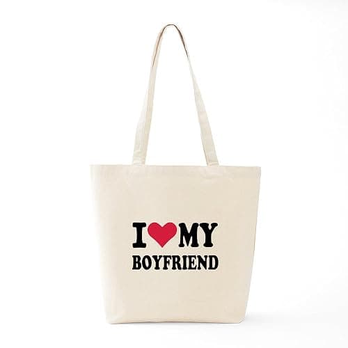 CafePress I Love My Boyfriend Tote Bag Reusable Natural Beige Canvas Shopping Bag thumbnail 6