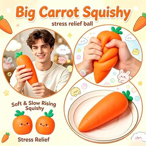 13In Carrot Squishy, Jumbo Squishy Carrot Giant Big Realistic Carrots Moldable Soft Squishys Slow Rising Stress Ball for Anxiety Stress Party Favor for Adults (13IN Carrot) thumbnail 4