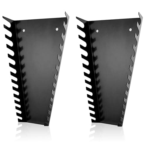 ALOANES 26-Slot Metal Wrench Organizer, Heavy Duty Wrench Organizer Tray for Tool Box, Professional Fit SAE & Metric Wrench Storage, 2 Pack Wrench Holders(Black) - Image 1
