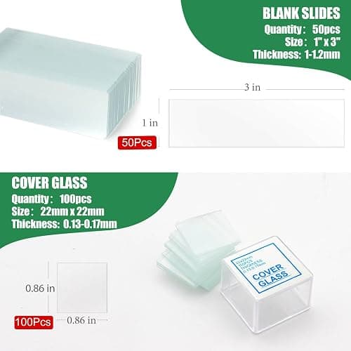 ZEEGOO Microscope Slides, Pre-Cleaned Ultra-Clear Blank Microscope Slides and Covers – 50 Slides, 100 Coverslips, 45° Ground Edged Optical Glass Slides for Microscope, Perfect for Classroom & Lab Use thumbnail 6