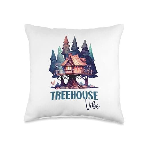 Treehouse Vibe Trees Outdoors Playhouse Throw Pillow - Image 1