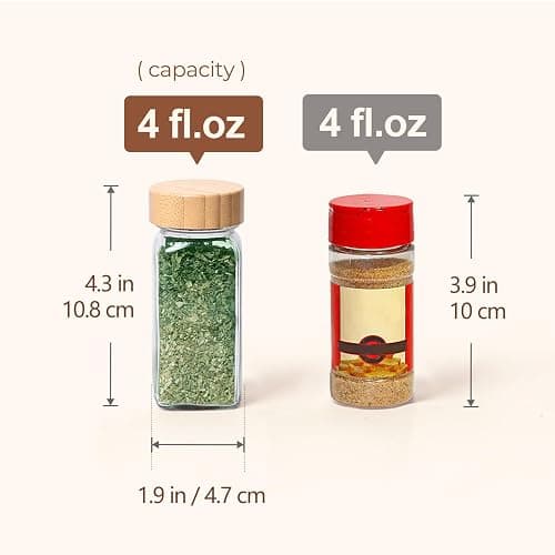 ComSaf Spice Jars with Lids and Labels 24 Pack, 120ml Square Glass Spice Containers with Bamboo Lids, Metal Funnel & Dual-Function Shaker Inserts, Herb & Seasoning Jar for Home Rack, Drawer, Organiser thumbnail 3