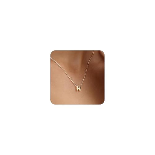 MARYLAX Bubble Gold Letter Necklace for Women, 14k Gold Plated Balloon Initial Necklace, Dainty Gold Necklace for Women, Personalized Bubble Pendant Name Necklace, Fashion Accessories Trendy Jewelry - Image 1