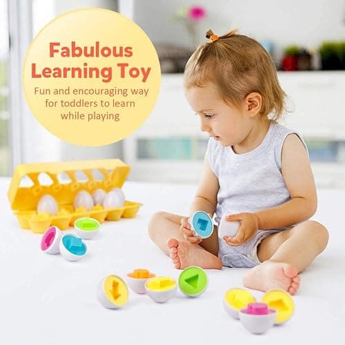 Coogam Matching Eggs 12 pcs Set Color & Shape Recoginition Sorter Puzzle for Toddlers Easter Travel Game Early Learning Educational Fine Motor Skill Montessori Gift for Year Old Kids thumbnail 4