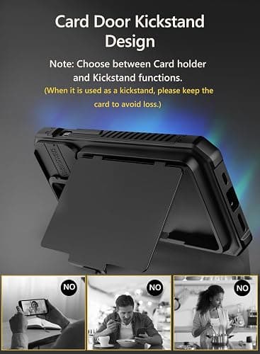 Vihibii for iPhone 15 Pro Case with Card Holder (4 Cards) & Slide Camera Cover & Kickstand, Shockproof Rugged Hard Back & TPU Soft Edge Wallet Phone Case for iPhone 15 Pro 5G 6.1" 2023, Black thumbnail 4