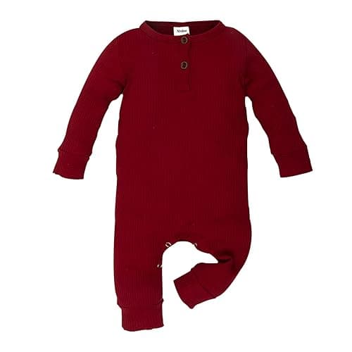 Newborn Baby Boy Girl One Piece Romper Jumpsuit Solid Ribbed Baby Boy Clothes Onesies Outfits - 0-3M - Red