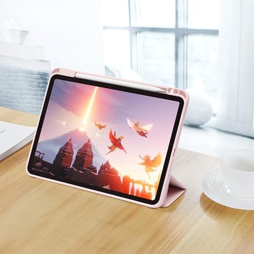 SIWENGDE Cases for iPad Pro 12.9 Case 6th/5th/4th Generation (2022/2021/2020) with Pencil Holder [Apple Pencil Wireless Charging] Soft TPU Smart Tri-fold Stand Protective Cover(Pink) thumbnail 7