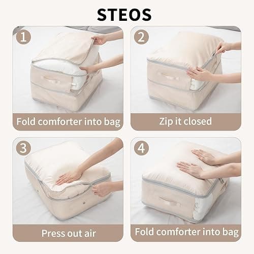 DIMJ Comforter Storage Bag 4 Pack - Blanket Storage Organizer Compression Bags, Large Capacity Ultra Space Saving Self Compression Organize for Bedding, Pillow, Duvet, Sheet Storage with Zipper Window thumbnail 7