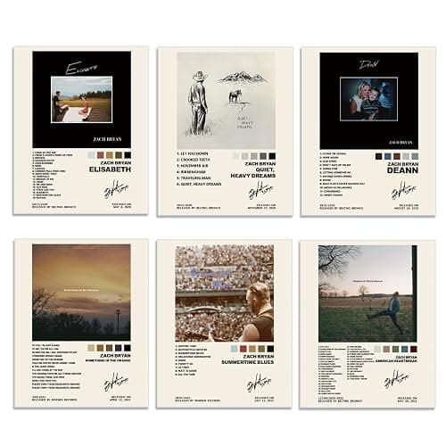 ZYIONCM Zachs Poster Set of 6 Album Cover Posters 8 by 10 inch Music Posters for Room Bedroom Living Room Aesthetic Canvas Wall Art for Room Decor-Unframed - Image 1
