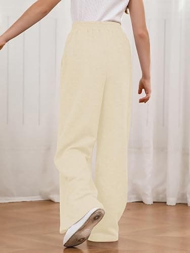 COZYEASE Girl's Wide Leg Sweatpants High Elastic Waist Straight Leg Baggy Jogger Pants with Pocket thumbnail 2