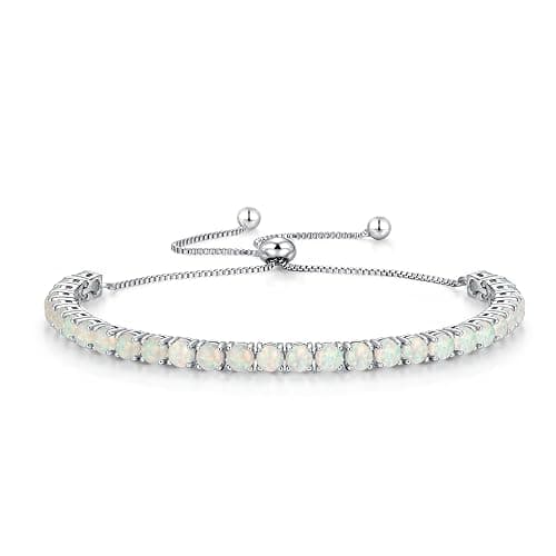 lasidor Adjustable Tennis Bracelet 14K White Gold Plated Multicolor Opal Bracelets for Women Slider Bracelet Jewelry Gifts - Image 1