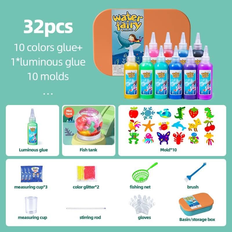 32pcs Aqua Fairy Set- Magic Water Elf, Kid‘s Toys, Water Spirit Baby Puzzle, Magic DIY Gel Art Craft Handmade Toy, Water Painting Kit, Creative Activities for Girls and Boys Age 3+ thumbnail 2