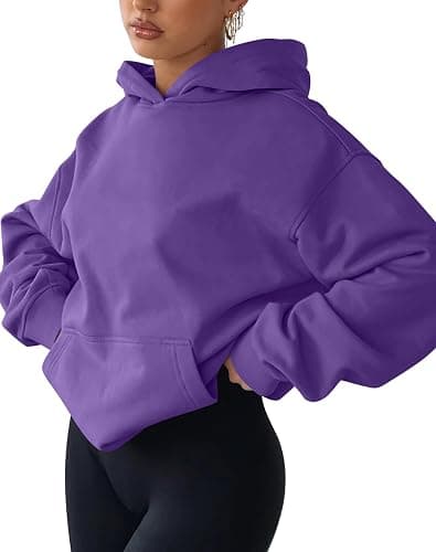 TICTICMIMI Women's Hoodies Sweatshirts Cute Long Sleeve Tops Loose Fleece Pullover Shirts with Pocket - X-Large - Purple thumbnail 3