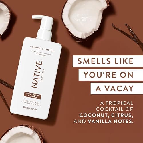 Native Shampoo for Men & Women - Silicone & Sulphate Free - Coconut & Vanilla Scent - Hydrating Shampoo - Give Dry Hair a Soft, Healthy Shine (487ml) thumbnail 6