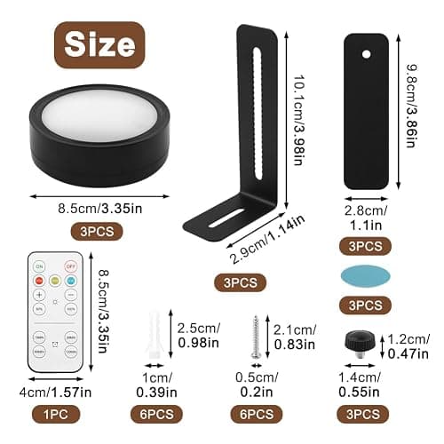VKAXRMZTP 3 Pack Black Magnetic Picture Lights, Battery Operated LED Art Lights with Remote & Timer, 3 Color Temperature Dimmable Rotating Extendable Light for Artwork, Photos & Posters thumbnail 2