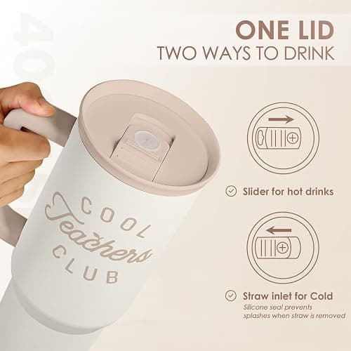Teacher Appreciation Gift for Women – Stainless Steel Insulated Tumbler with Handle - Teachers Travel Coffee Mug Cup for Women Back to School Birthday Christmas, 40oz thumbnail 6