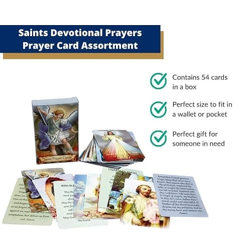 Pack of 54 Assorted Holy Cards with Prayers and Catholic Saints thumbnail 3