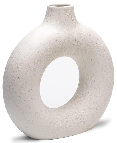 CEMABT Vasen für Pampasgras, handgemachte Vase, getrocknete Blumen, Keramik, Weiß, Handwerkliche Ornamente für die Dekoration des Bürohauses, Vasenset (M, Beige) thumbnail 7