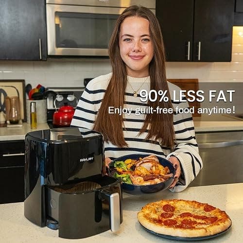 RAMJOY Air Fryer 3.8 Quarts for 1-2 people, 8-in-1 Functions, Air Fry, Roast, Bake, Broil, Preheat, Shake, Digital Small Air Fryer, Nonstick Dishwasher-Safe Basket, Compact Air Fryers, Black thumbnail 5