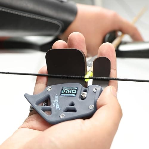 S F Archery Finger Tab，Leather Finger Guard ，Shooting Tabs Finger Saver Protect Guard Glove ，Adjustable Accessories for Recurve Bow with Right Handed thumbnail 4