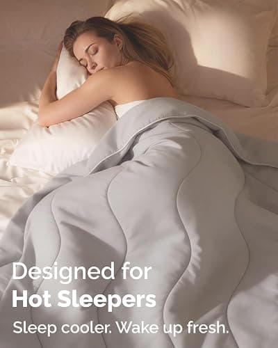 Cooling Comforter Twin/Twin XL Size - Cooling Blanket for Hot Sleepers and Night Sweats - Summer Comforter for Twin/Twin XL Size Beds - Soft, Breathable Cold Blanket for Sleeping - 60x90 (Light Grey) thumbnail 3