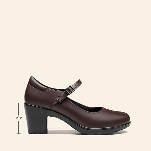 DREAM PAIRS Mary Jane Arch Support Heels | Comfortable pumps, low chunky heels, wide-width options, closed toe dress shoes for professionals, like flight attendants thumbnail 7