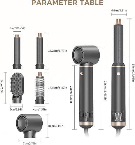 5 in 1 Hair Dryer Brush Hot Air Curling Negative Ion Air Styler，Multi Function Blow Dryer with Curling Wand, Straightening, and Volumizing Hot Air Brush for All Hair Types（Black） - Black thumbnail 7