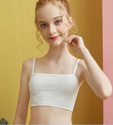 MANJIAMEI Girls Training Bra Cotton Spandex Cami Crop Bralette for Kids-3 Pack thumbnail 8